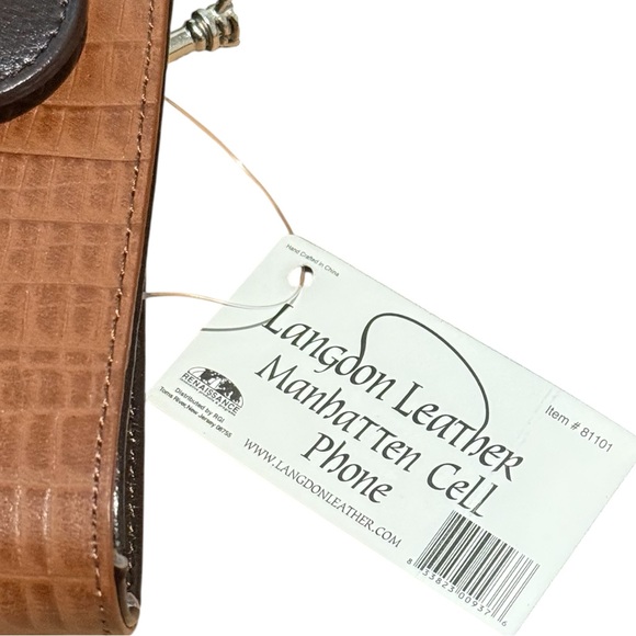 Langdon Leather Manhattan Cell Phone Case Croc Embossed Faux Brown‎ Clip - Picture 2 of 9